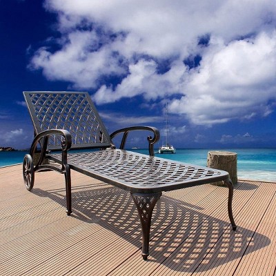 1-Piece Aluminum Cast Chaise Lounge Chair for Outdoor Poolside, Patio, Garden or Deck Weather Resistant Reclining Sun Lounger-Maison Boucle