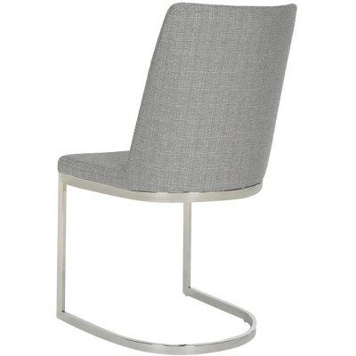 Chic Gray Linen & Polished Chrome Metal Side Chair