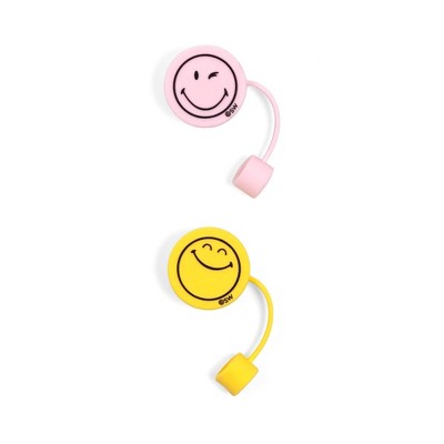 Yoobi SmileyWorld 2pk Straw Protector Pink/Yellow Smiley
