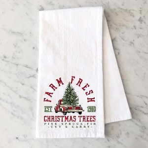 City Creek Prints Farm Fresh Truck And Tree Tea Towels - White - 1 of 2