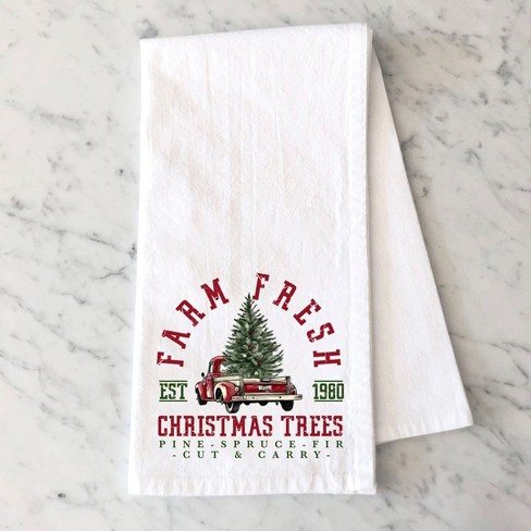 City Creek Prints Farm Fresh Truck And Tree Tea Towels - White - image 1 of 2