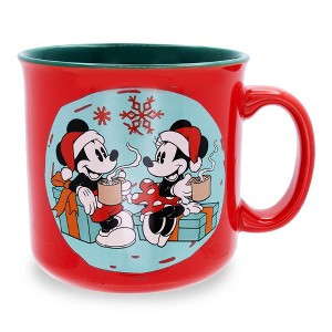 Silver Buffalo Disney Minnie and Mickey Mouse Cozy Christmas Camper Mug | Holds 20 Ounces - 1 of 4