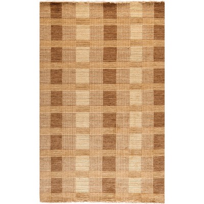 Hand-Knotted Brown Wool Rectangular 9' x 12' Rug