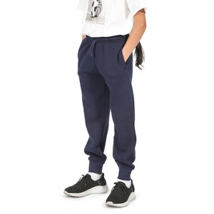 EVERYDAY KIDS Girls’ Navy Blue Cotton Fleece Sweatpants; Girls’ Activewear Jogger Pants - Soft and Breathable Cotton/Poly Blend - 1 of 4