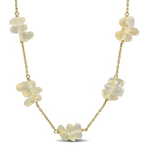 EVERLY JEWELRY | Yellow Plated Sterling Silver 22 1/2ct TGW Citrine Bead Chip Curb Chain Station Necklace, 17 inc + 2 inc - 1 of 4