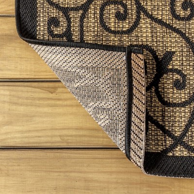 Madrid Vintage Boho-Chic Black/Khaki Flatweave 4x6 Area Rug