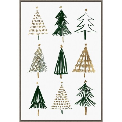 22" x 33" Evergreen Trees I Framed Wall Canvas - Amanti Art