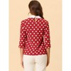 Allegra K Women's Polka Dots Contrast Peter Pan Collar 3/4 Sleeves Blouse - 4 of 4