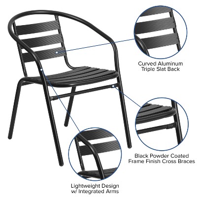 Modern Elegance 55" Black Metal & Glass 4-Person Patio Dining Set