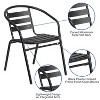 Flash Furniture 5 Piece Outdoor Patio Dining Set - 55" Tempered Glass Patio Table with Umbrella Hole, 4 Black Metal Aluminum Slat Stack Chairs - 4 of 4