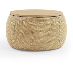 NicBex Modern 25.5" Round Storage Ottoman Upholstered Footstools with Flip Top for Bedroom and Living Room - 1 of 4