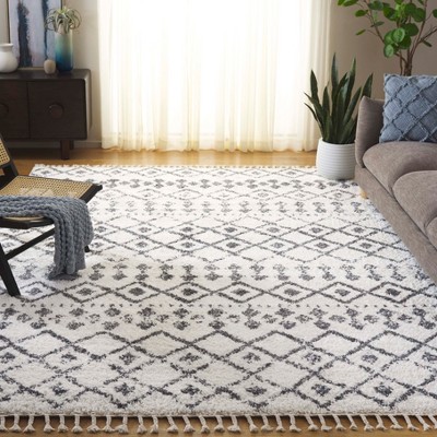 Moroccan Trellis Gray Square Synthetic Shag Rug - 59" Easy Care