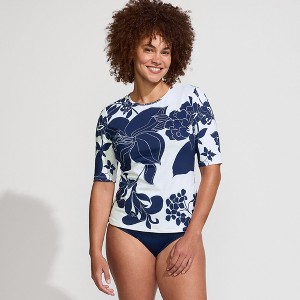 Lands' End Women's SunShade UPF 50 Elbow Sleeve Relaxed Rash Guard - 1 of 4