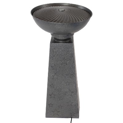 Starry Sky Black Galvanized Iron Bird Bath Fountain with LED Lights