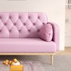 Upholstered Loveseat Couch With 2 Piercing-Shaped Pillows Wooden Legs Button Tufted Cushion Couch Sleeper Armrest Sofa - 4 of 4