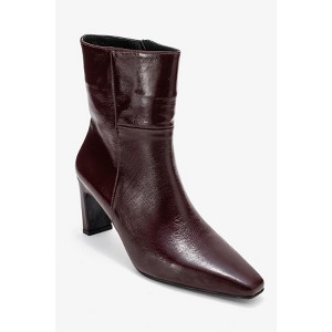 Elias - Burgundy Genuine Leather Block Heel Boot (Women) | Forever & Always Shoes - 1 of 4
