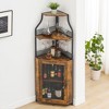 TROPOW Corner Bar Rack Cabinet with Detachable Wine Rack, Bar Cabinet with Glass Holder, Small Sideboard and Buffet Cabinet with Mesh Door - 2 of 4