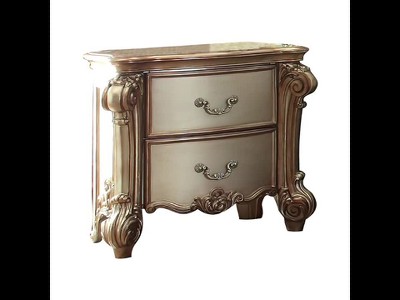 Vendome Antique Gold Patina and Bone Two-Drawer Nightstand