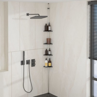 VidaXL 4-Tier Telescopic Shower Corner Shelf Silver Aluminum