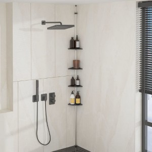VidaXL 4-Tier Telescopic Shower Corner Shelf Silver Aluminum - 1 of 4