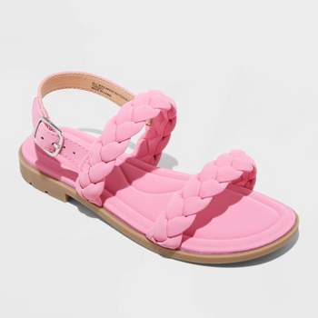 Girl's FLIP-FLOP Shoes Sandals, Basic Plain Pink Plastic, Size 13