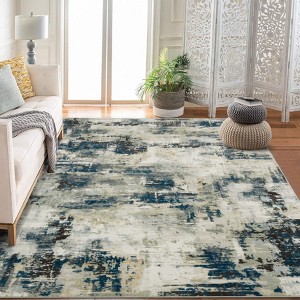 Area Rug Living Room Rug: Washable Modern Abstract Soft Thin Rug Indoor Floor No Slip Stain Resistant Carpet - 1 of 4