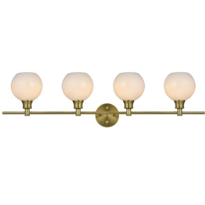 Elegant Lighting Collier 4 Light Satin Gold and Frosted White Glass Wall Sconce