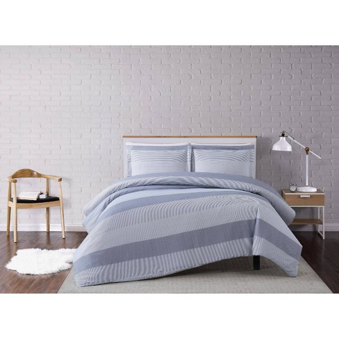 Multi Stripe Duvet Cover Set Gray - Truly Soft : Target