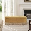 Okak Vintage Pull-Open Top Velvet Tufted Button Ottoman Bench with Bullion Fringe,Oval Upholstered Storage Ottoman for Bedroom,Entrance - 3 of 4