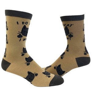Crazy Dog Women's I Do What I Want Cats Socks Funny Pet Kitty Animal Lover Graphic Novelty Footwear - 1 of 4