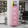 AOBABO Metal File Storage Cabinet With 4 Drawer And Lock,File Cabinet With Name Card Holder For A4 Letter/legal Size, Assembly Required, Pink - 3 of 4