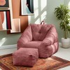 ROOMTEC Fluffy Bean Bag Chair with Ottoman, Living Room Lazy Floor Sofa, Memory Foam Bean Bag Couch - 3 of 4