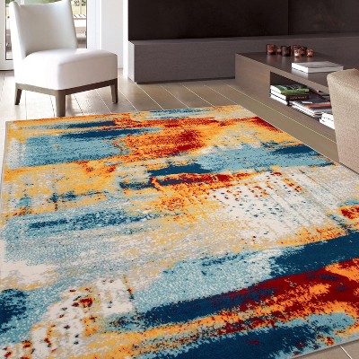 Bohemian Abstract Multi-Color 5' x 7' Washable Area Rug