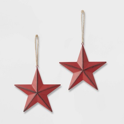 2ct 5in Red Faceted Metal Star Christmas Ornament Set - Wondershop™