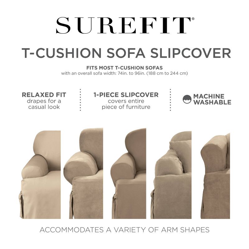 Sure Fit Heavyweight Cotton Duck T Cushion Sofa Slipcover, 5 of 8