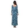 24seven Comfort Apparel Blue Abstract Long Sleeve Pleated Maxi Dress - 3 of 4