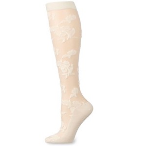 Memoi Women's Floral Fantasy Sheer Knee High Socks - 1 of 3