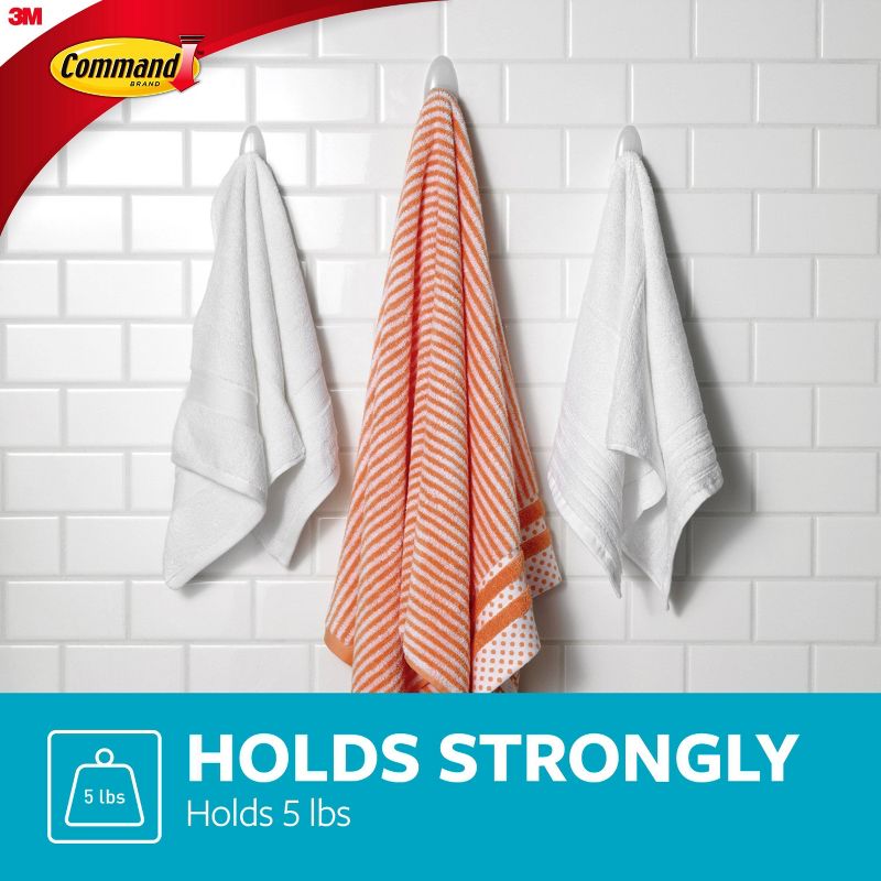 Command 1 Large Strip And Larged Sized Towel Hook with Water Resistant Strips Frosted, 4 of 14