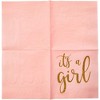 Sparkle and Bash 50 Pack It's a Girl Napkins for Baby Shower, Gold Foil Party Supplies, 3 Ply, 5x5 Inches - 3 of 4
