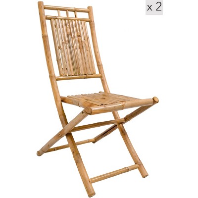 Nordlys | Set of 2 Solid Bamboo Wood Indoor Outdoor Chairs, Exotic Boho ...
