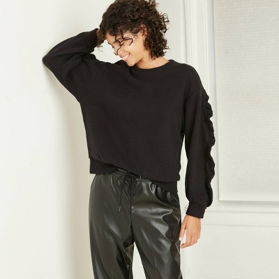 black ruffle sweatshirt