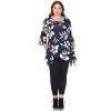 Women's Plus Size Floral Printed Blanche Tunic Top with Pockets - White Mark - 2 of 3