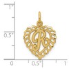 Black Bow Jewelry 14k Yellow Gold, Grace Collection, Satin Heart Initial R Pendant, 15mm - 4 of 4