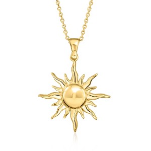 Ross-Simons Italian 18kt Gold Over Sterling Sun Pendant Necklace Size 18 - 1 of 4