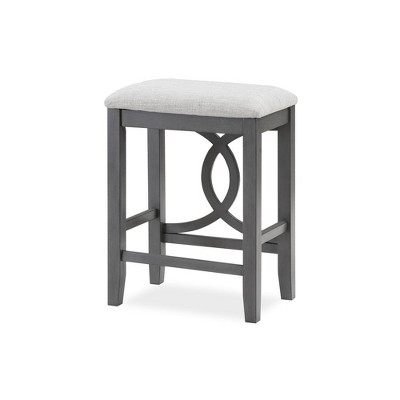New Classic Furniture,Bella Wood Counter Stool With Fabric Seat In Gray (Set Of 2)