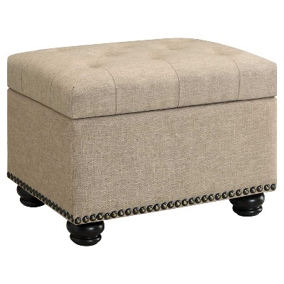 5th Avenue Storage Ottoman Tan Fabric - Breighton Home