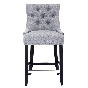 WestinTrends 24" Linen Fabric Tufted Buttons Upholstered Wingback Counter Stool - 1 of 4