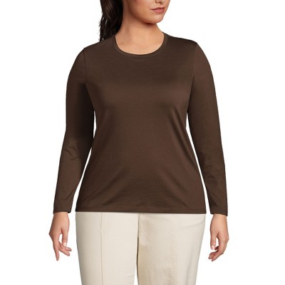 Lands' End Women's Relaxed Supima Cotton Long Sleeve Crew Neck T-Shirt
