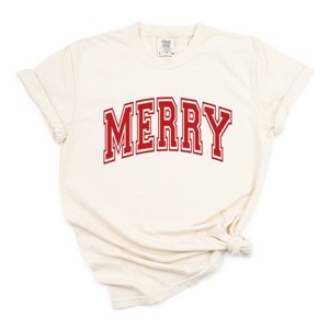 Simply Sage Market Merry Varsity Thick Outline Garment Dyed Tee - 1 of 4
