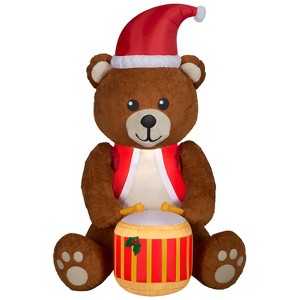 Gemmy Animated Christmas Inflatable Drummer Boy Teddy Bear, 6 ft Tall, Multi - 1 of 3
